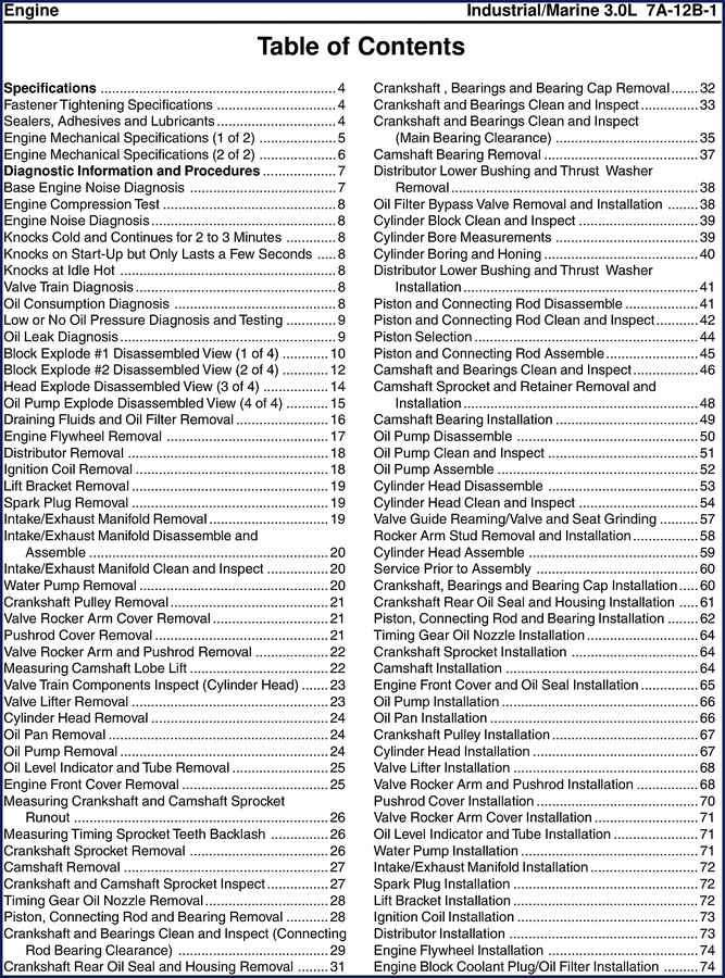 General Motors 3.0L Service Manual cover for industrial marine engine