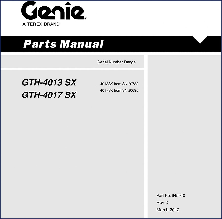 Genie GTH-4013 SX GTH-4017 SX 2012 Parts Catalog cover