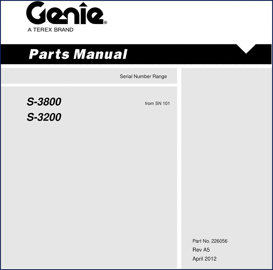Genie S-3800 S-3200 2012 Parts Catalog factory OEM manual cover
