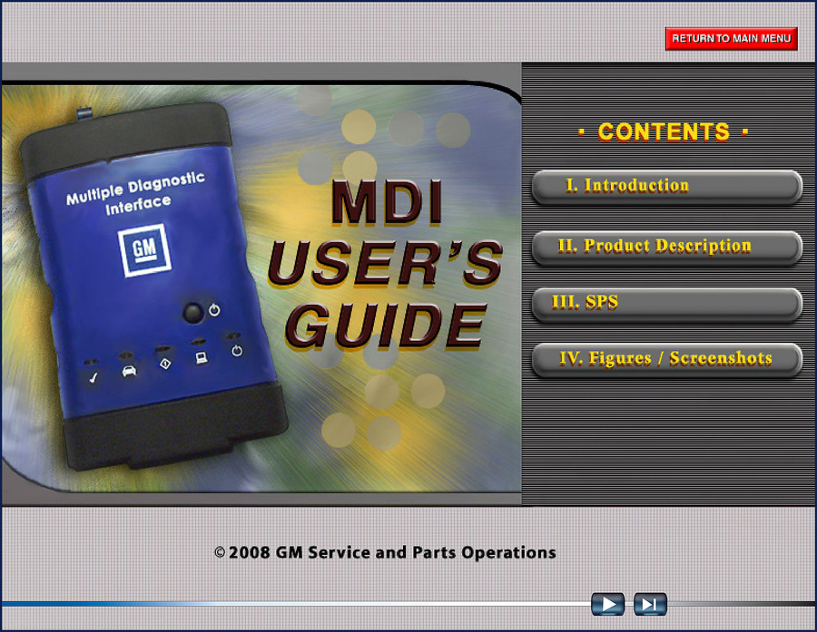 Gmdat MDI 2008 User Manual cover page – factory GM service documentation
