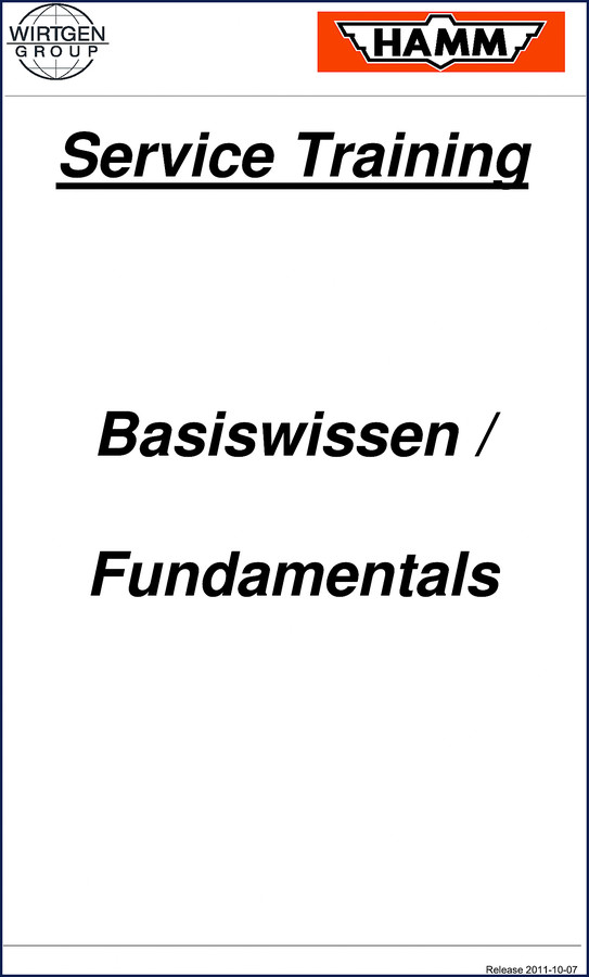 Hamm Compactors 2011 Training Manual cover – OEM factory training document for HD, DV, GRW series