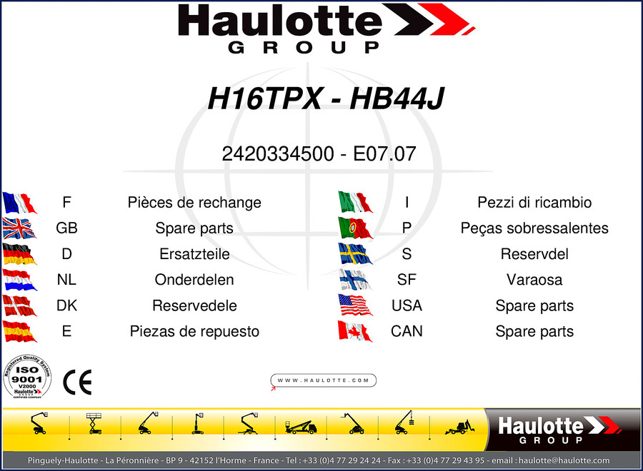 Haulotte H16TPX Parts Catalog 314 pages OEM factory documentation