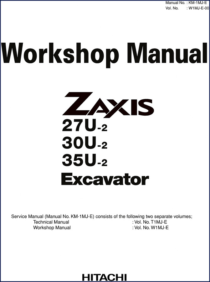 Fiat-hitachi 27U-2, 30U-2, 35U-2 Workshop Manual cover – OEM factory service document for ZAXIS excavators