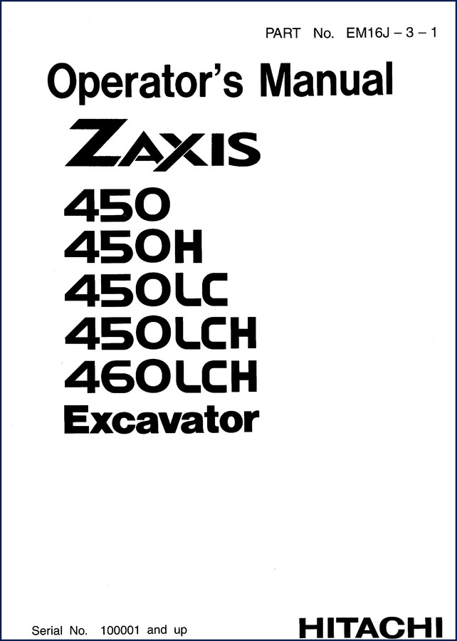 Fiat Hitachi 450 ZAXIS-3 technical manual cover showing hydraulic excavator