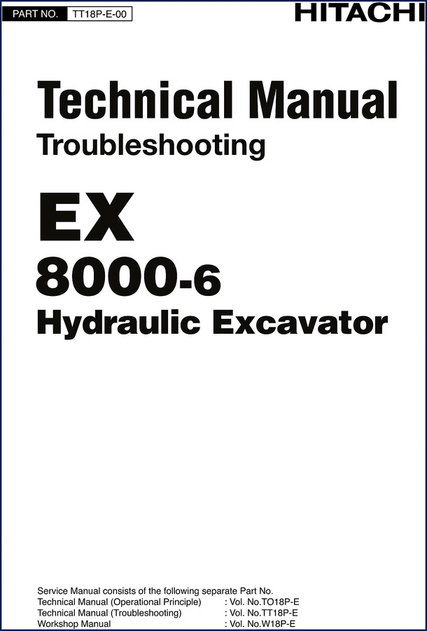 Fiat Hitachi EX8000-6 Troubleshooting Manual cover – factory OEM documentation for hydraulic excavator diagnostics