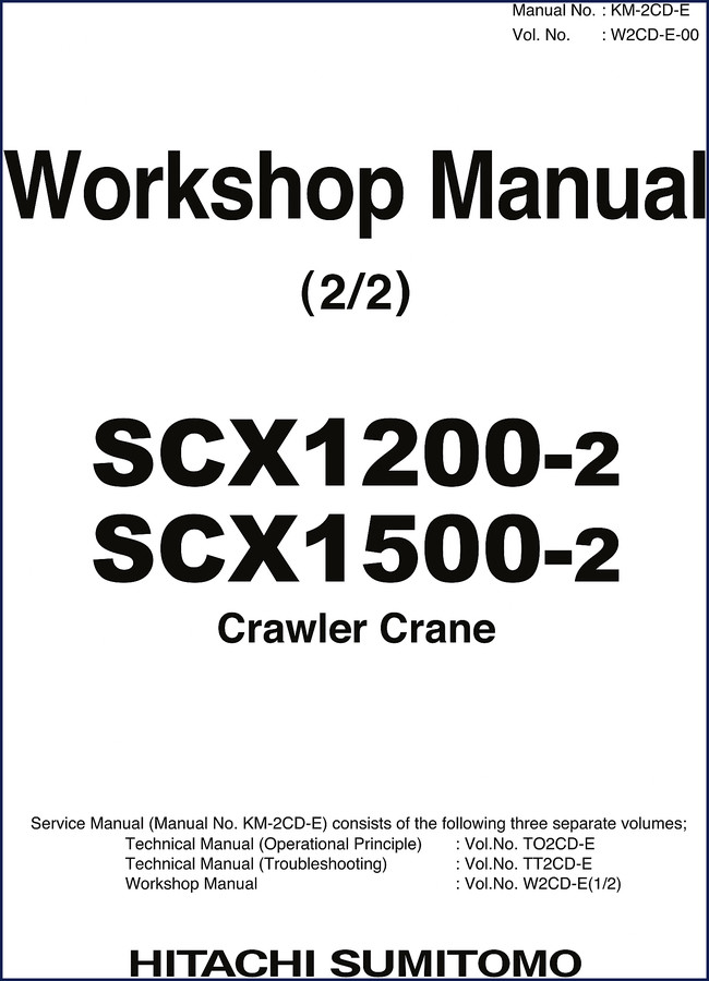 Hitachi Sumitomo SCX1200-2 Operators Manual cover – 431-page OEM manual for hydraulic crawler crane
