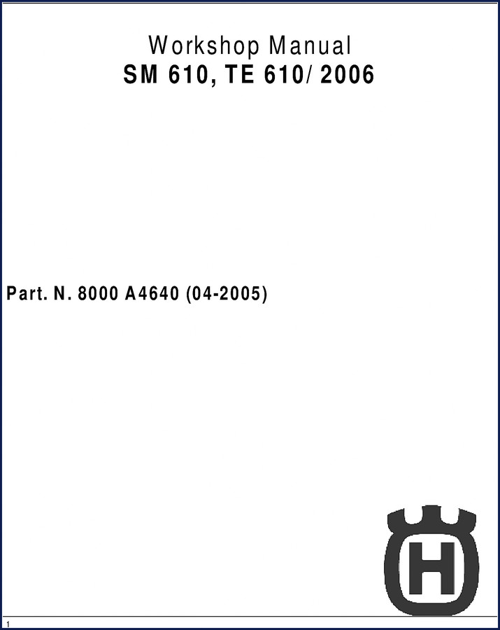 2005 Husqvarna SM 610 TE 610 workshop manual cover page, factory OEM document