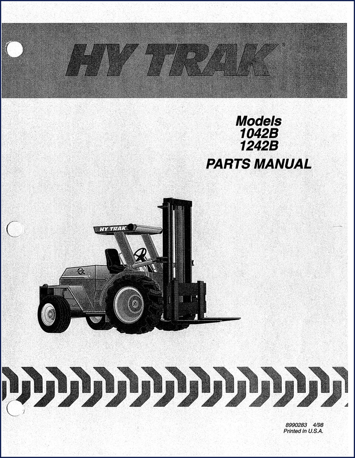 Hy Trak 1042B and 1242B 1998 Parts Catalog cover showing forklift and model numbers