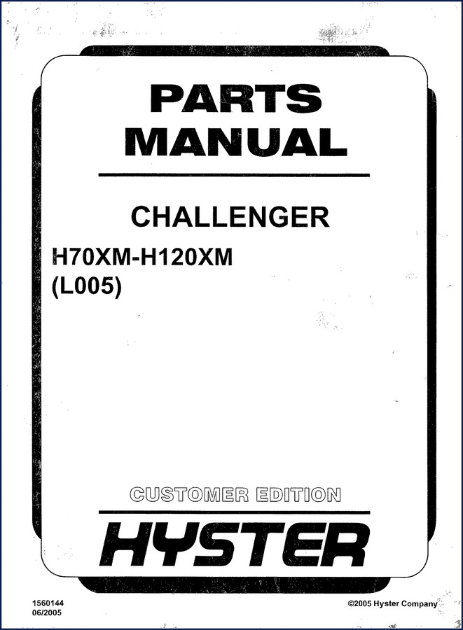Cover of Hyster H70XM H120XM 2005 Factory Parts Catalog