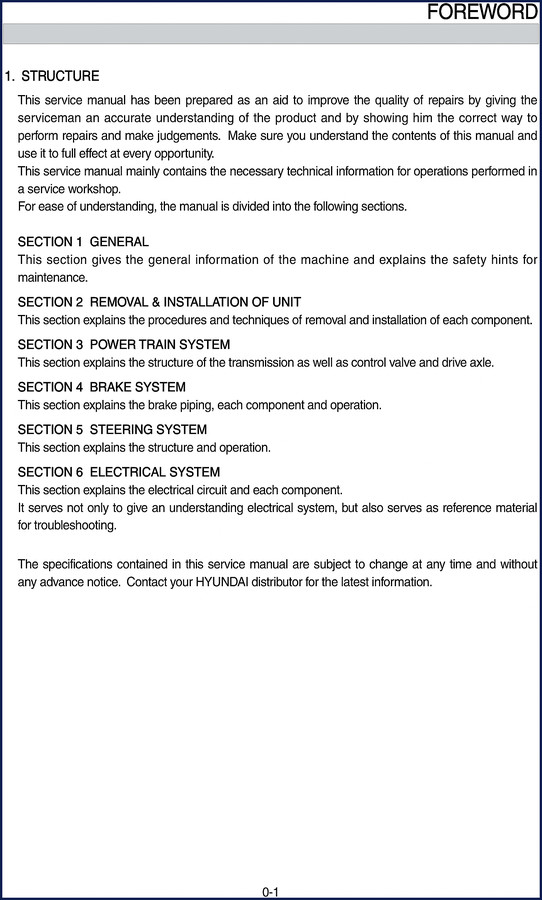 Hyundai 15P 40T service manual cover page OEM factory service manual for forklift repair