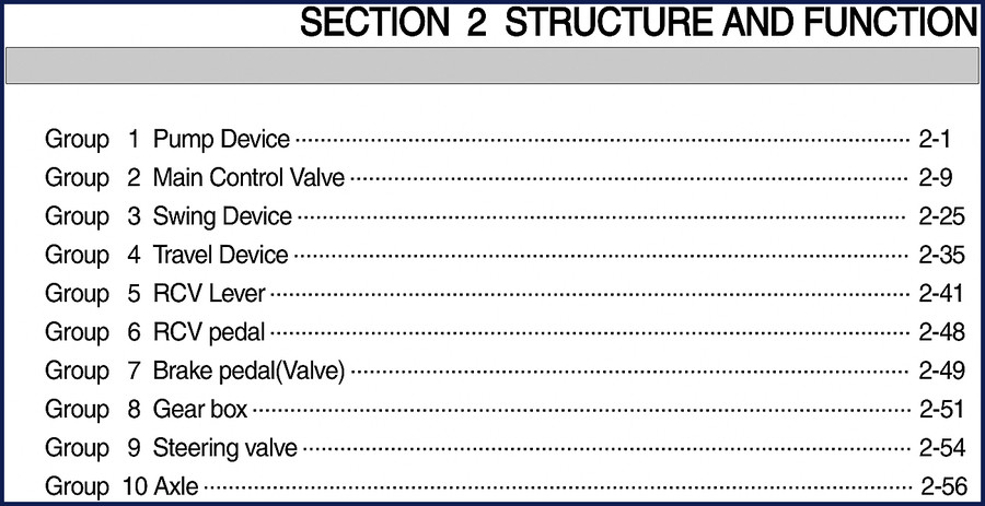 Hyundai 55W-7 Technical Manual cover showing hydraulic pump section