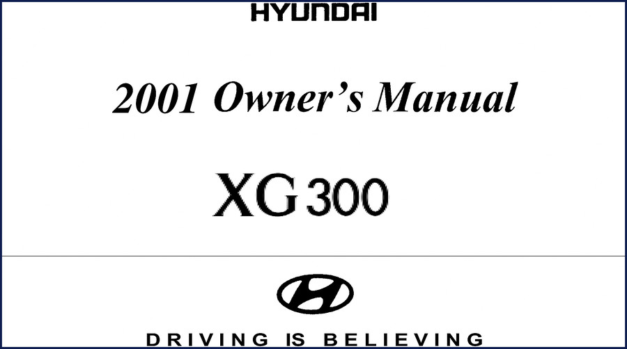 2001 Hyundai XG 300 User Manual cover – OEM factory document