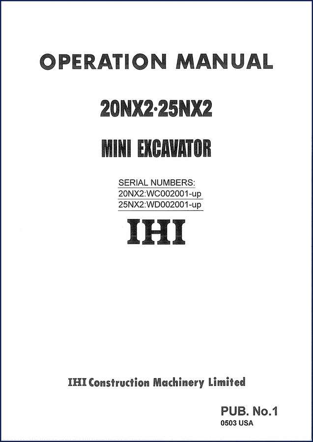 Ihimer 20NX2 25NX2 Operators Manual cover – factory OEM document