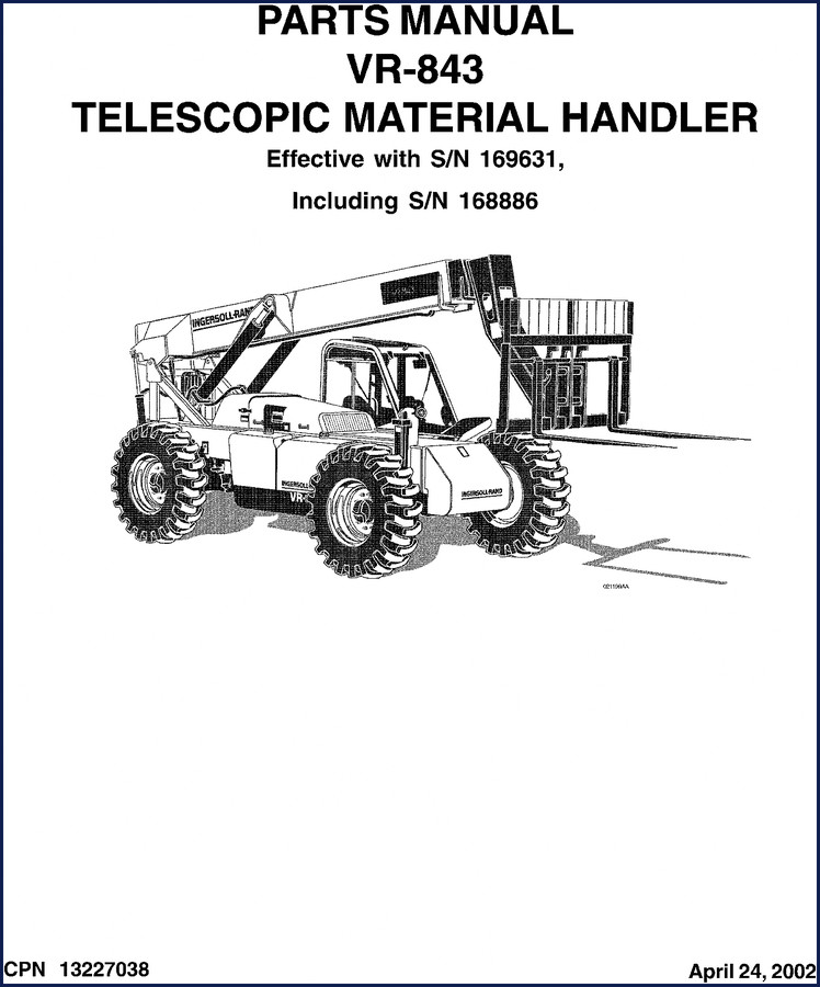 2002 Ingersoll Rand VR-843 Parts Catalog cover