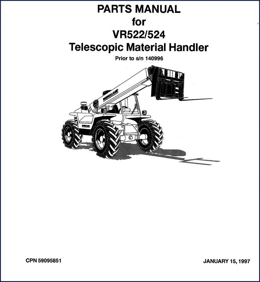 1997 Ingersoll Rand VR522 VR524 Parts Catalog cover - OEM factory manual
