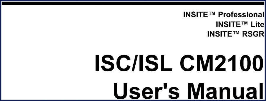 Insite ISC ISL CM2100 User Manual front cover showing INSITE software interface