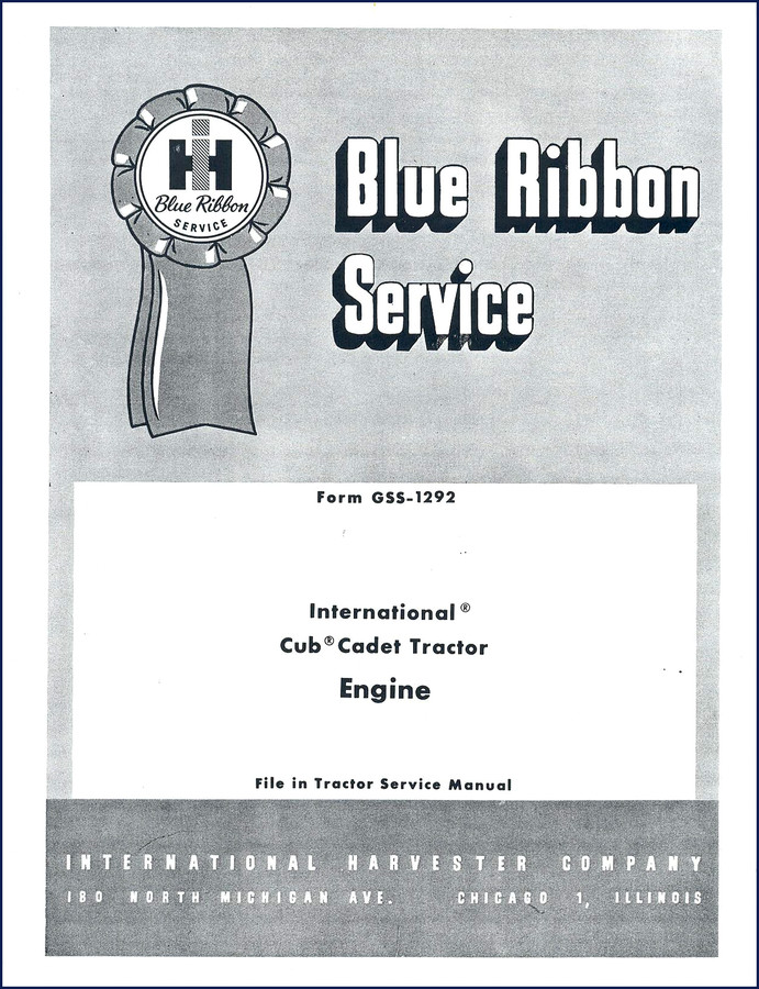 International Harvester Cub Cadet Tractor Service Manual – 31-page OEM factory repair guide for engine and systems