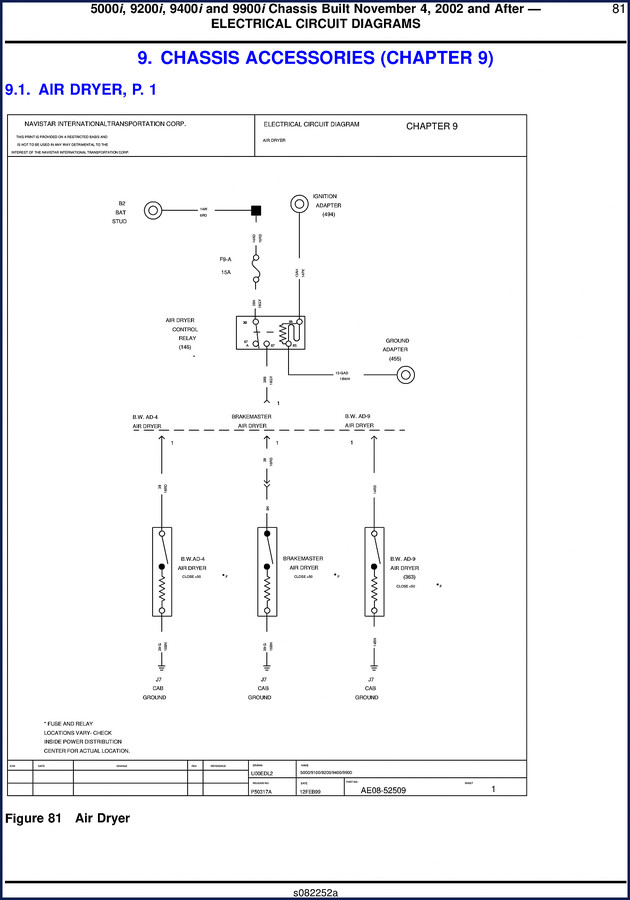 International Truck and Engine 5000, 9200, 9400, 9900 Electrical Schematic - 51 pages OEM factory diagram