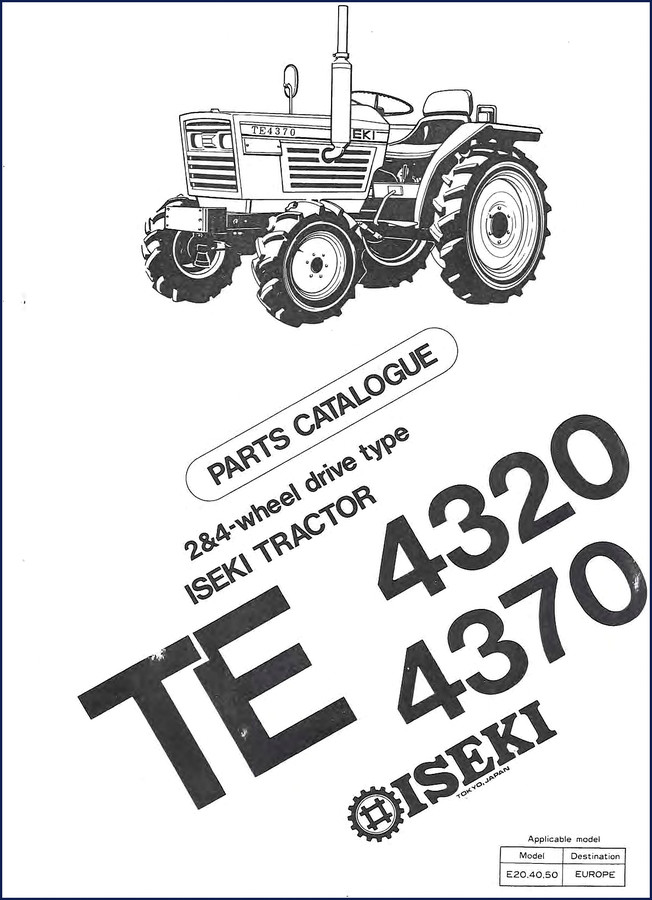 Iseki 4320 4370 Parts Catalog cover page