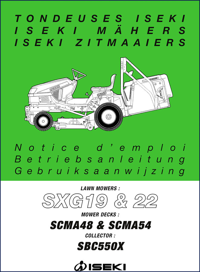 Iseki SXG19 and SXG22 lawn mowers operators manual front cover - 226 pages factory document
