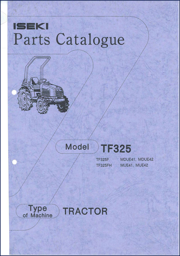 Iseki TF325 TF325F TF325FH factory parts catalog cover - 253 pages