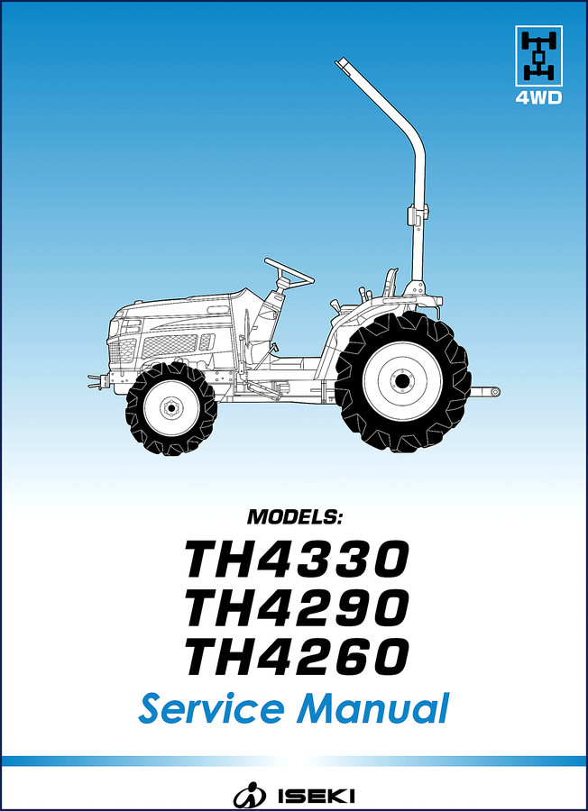 Iseki TH4330 Service Manual cover showing tractor and model numbers