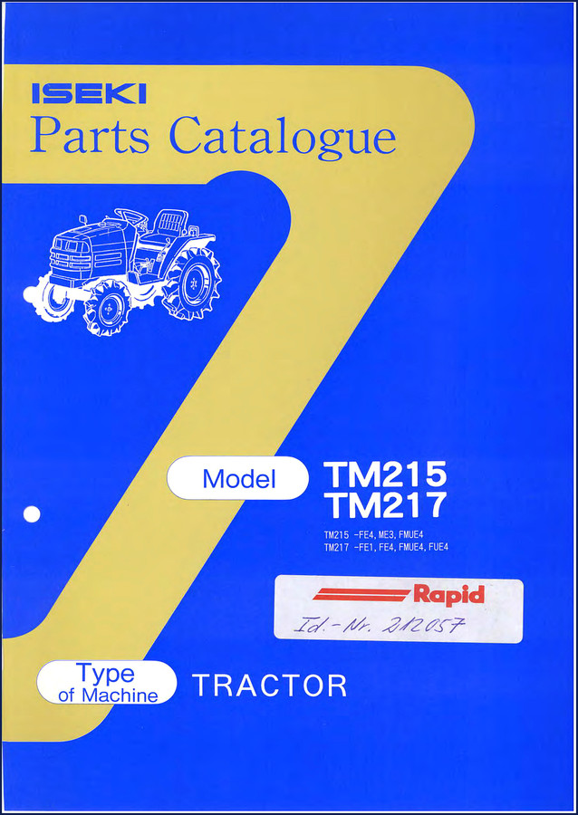 Iseki TM215 TM217 Parts Catalog factory parts breakdown 289 pages