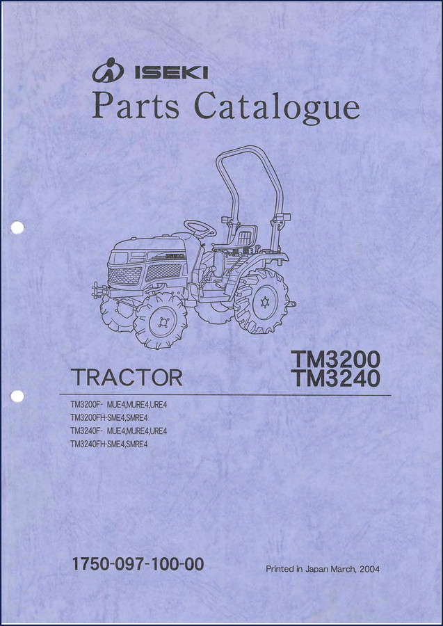 Iseki TM3200F-MUE4 TM3240F-MUE4 2004 Parts Catalog cover page