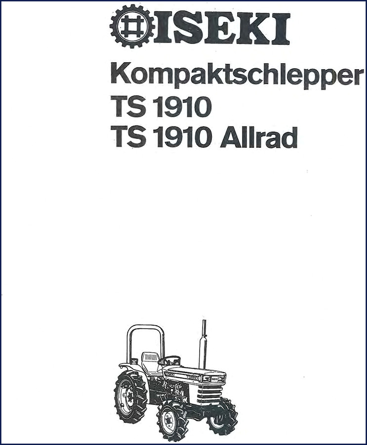Iseki TS 1910 compact tractor technical manual cover showing model and document type
