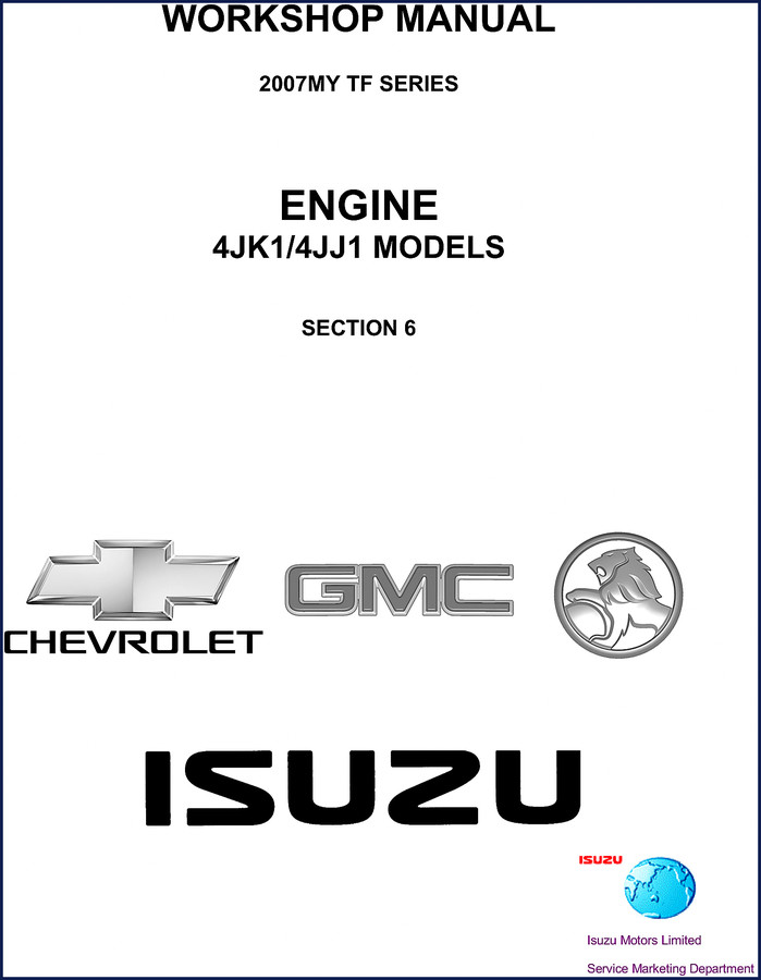 Isuzu 4JK1 4JJ1 2007 Workshop Manual cover showing engine mechanical section