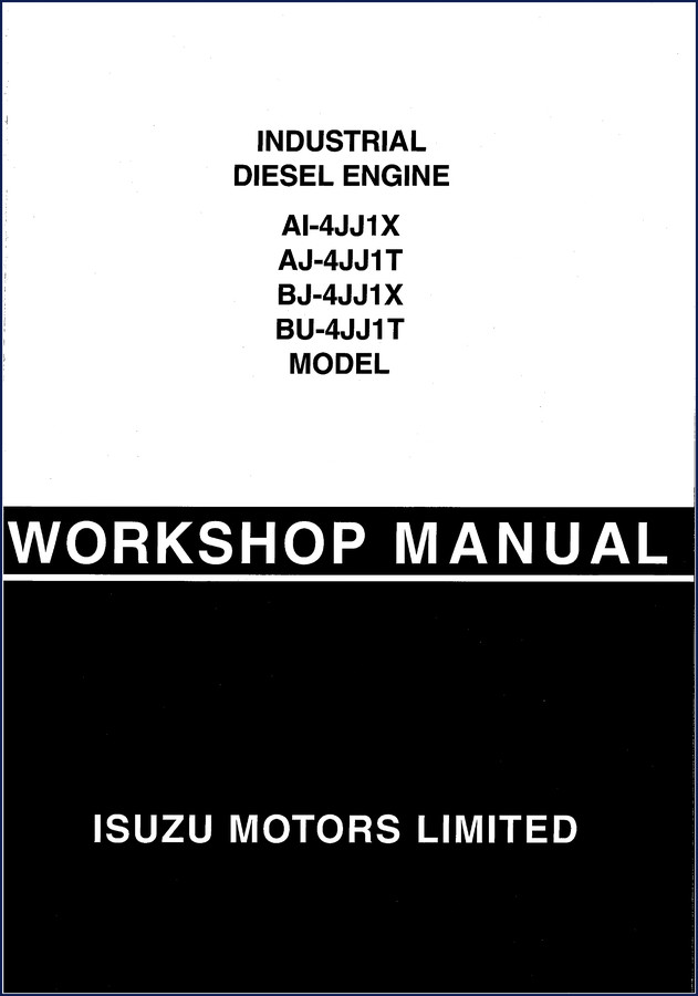 Isuzu AI-4JJ1X, AJ-4JJ1T, BJ-4JJ1X, BU-4JJ1T workshop manual cover – 278 pages – factory service manual for industrial diesel engines