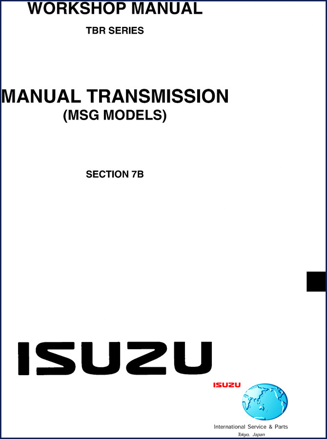 Isuzu MSG workshop manual cover for manual transmission service repair