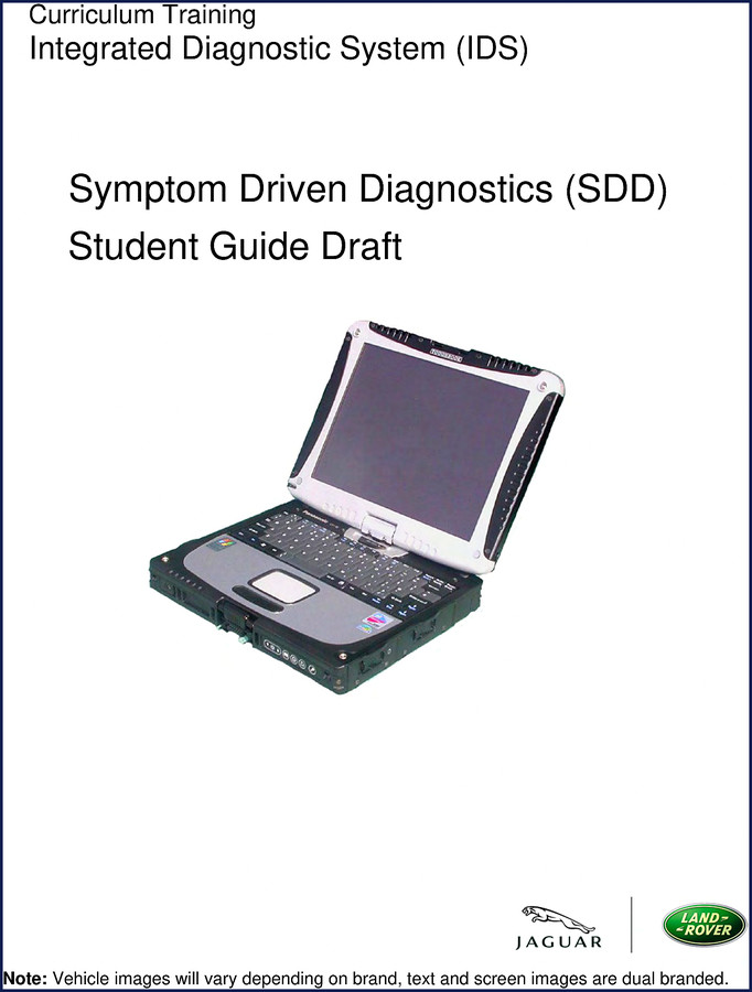 2009 Land Rover SDD Training Manual cover showing IDS interface and vehicle
