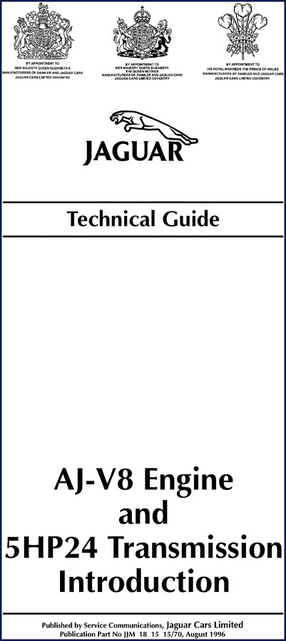 Jaguar XK8 1996 Technical Manual cover - factory service documentation