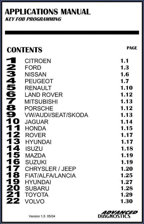 2004 Jaguar XSARA XANTIA SYNERGIE EVASION BERLINGO key fob programming technical manual cover page