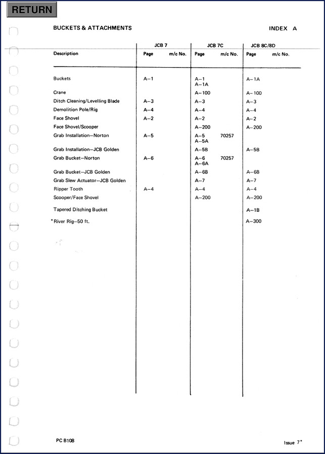 JCB 7, 7C, 8C, 8D Parts Catalog cover - factory OEM documentation 497 pages