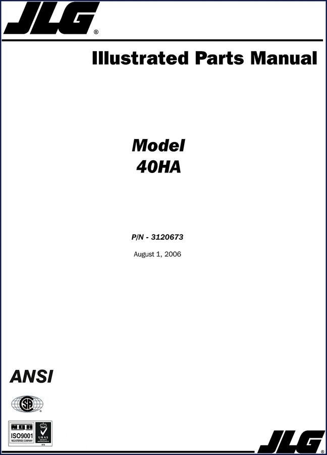 JLG 40HA 2006 Illustrated Parts Catalog cover – factory OEM