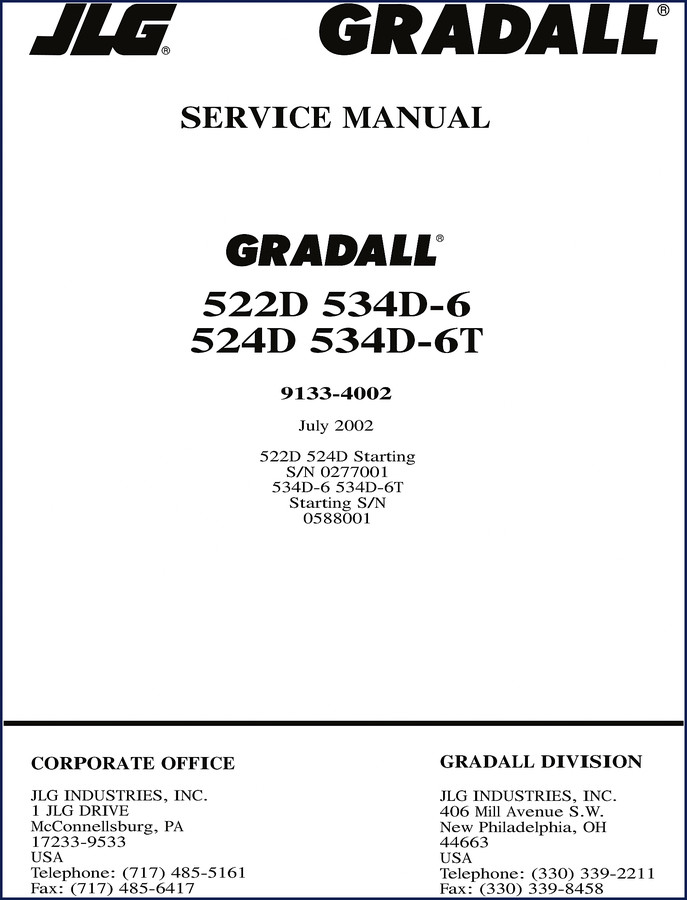 2002 JLG 522D 534D-6 524D 534D-6T Service Manual cover