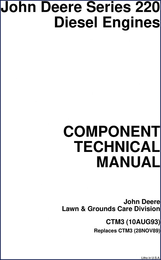 1993 John Deere 220 Diesel Engine Technical Manual cover