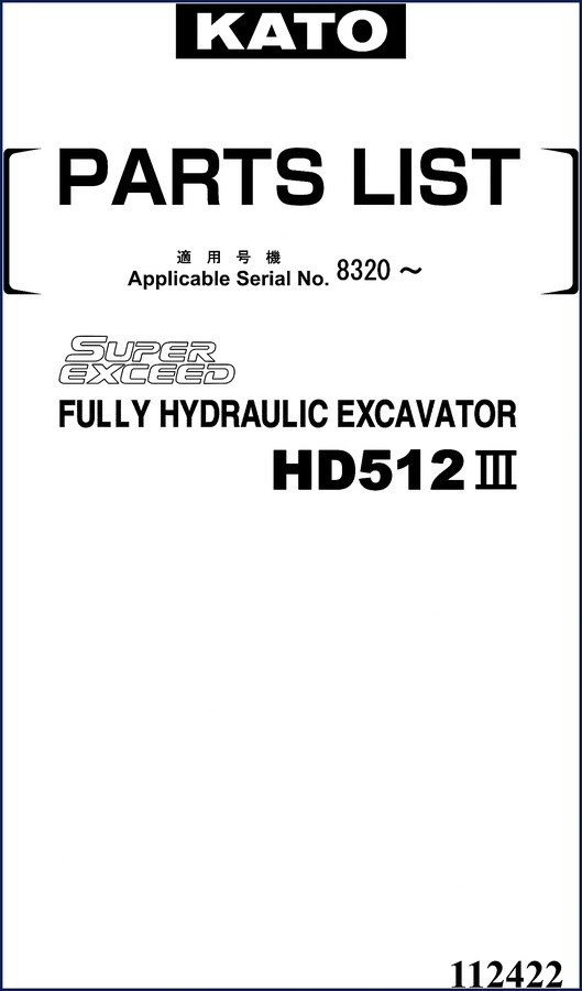 Kato HD512III Parts Catalog - 321 page factory manual cover