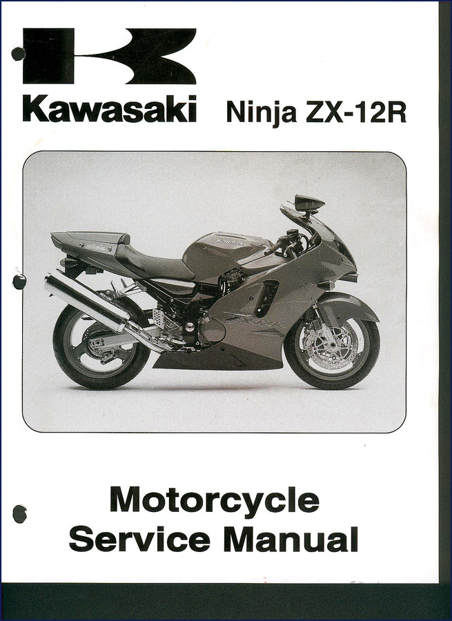 Kawasaki Ninja ZX-12R 2000 Service Manual cover page showing motorcycle and manual title