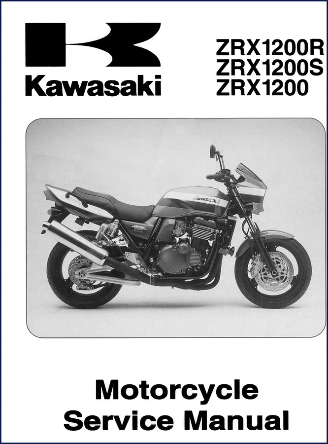 Kawasaki ZRX1200R ZRX1200S ZRX1200 Service Manual cover showing official OEM documentation