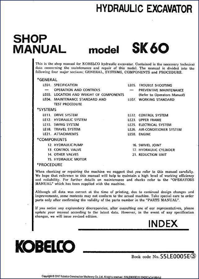 New Holland Kobelco SK100, SK120, SK120LCV, SK200LCV, SK220LCV 1996 Service Manual cover