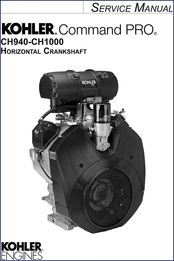 Kohler CH940 CH960 CH980 CH1000 Service Manual cover – OEM factory specification document for Command PRO horizontal crankshaft engines