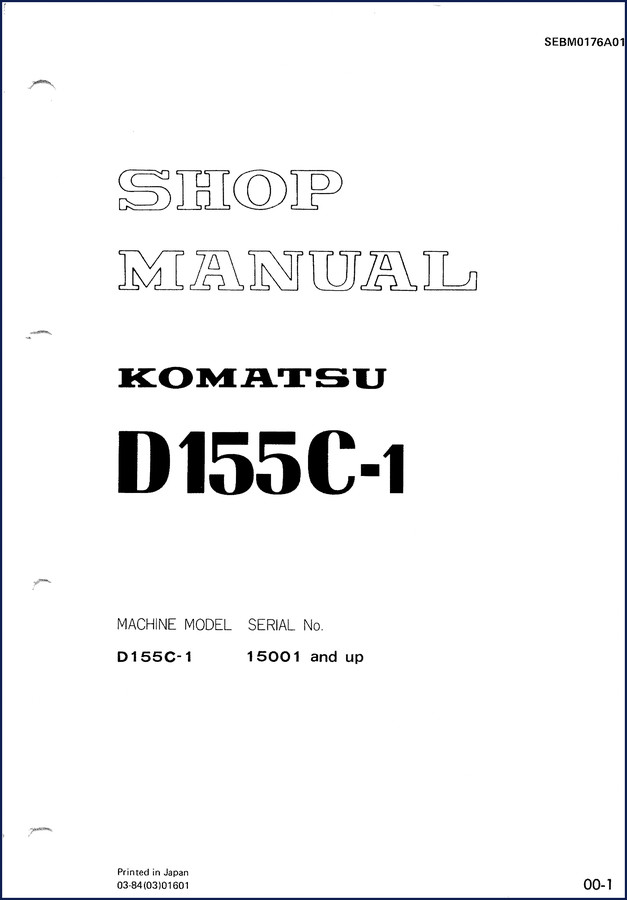 Komatsu D155C-1 Workshop Manual cover – 342 page factory manual for engine and fuel systems