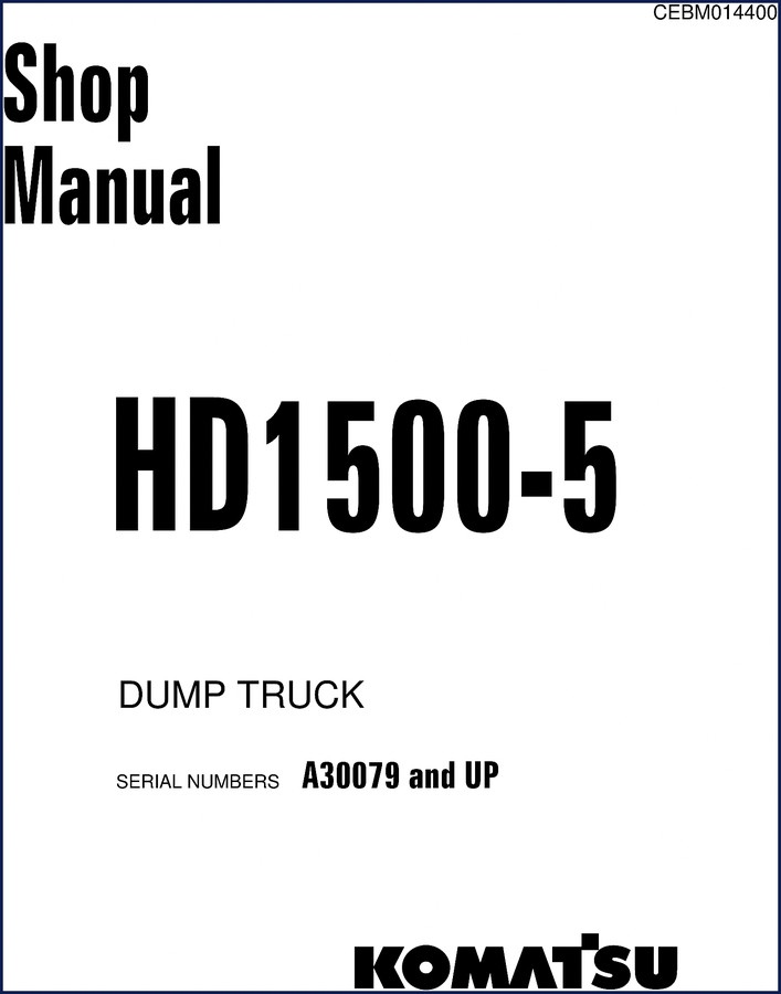 Komatsu HD1500-5 Installation Manual cover, 199-page field assembly document