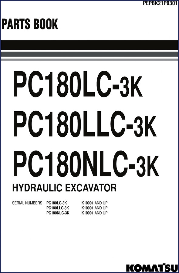 Komatsu PC180LC-3K Parts Catalog cover – 352 pages OEM factory document