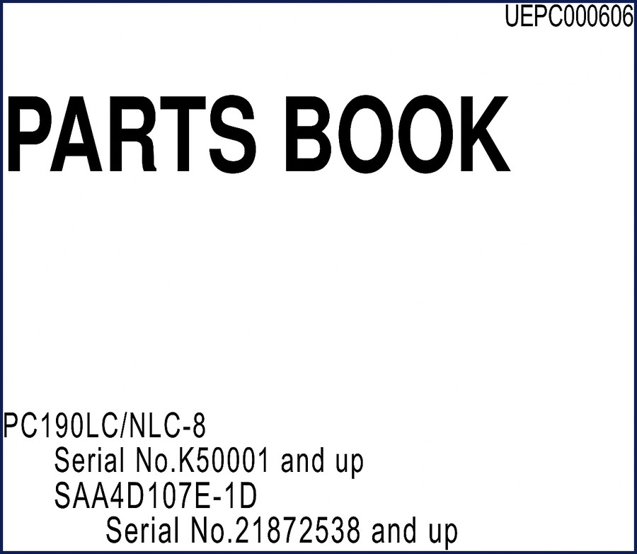 Komatsu PC190LC NLC-8 Parts Catalog cover - 790 pages OEM factory manual