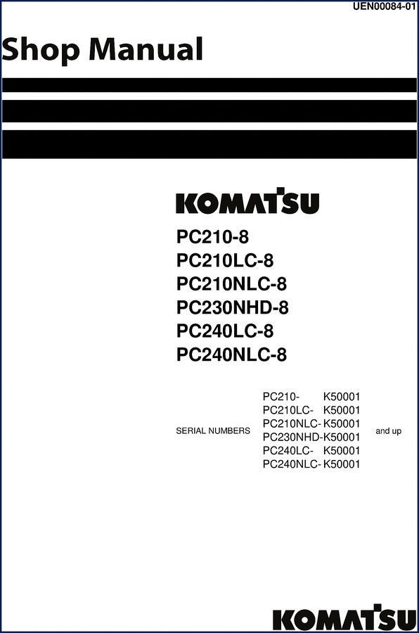 Komatsu PC210-8 series OEM workshop manual cover - 1062 pages factory specification document