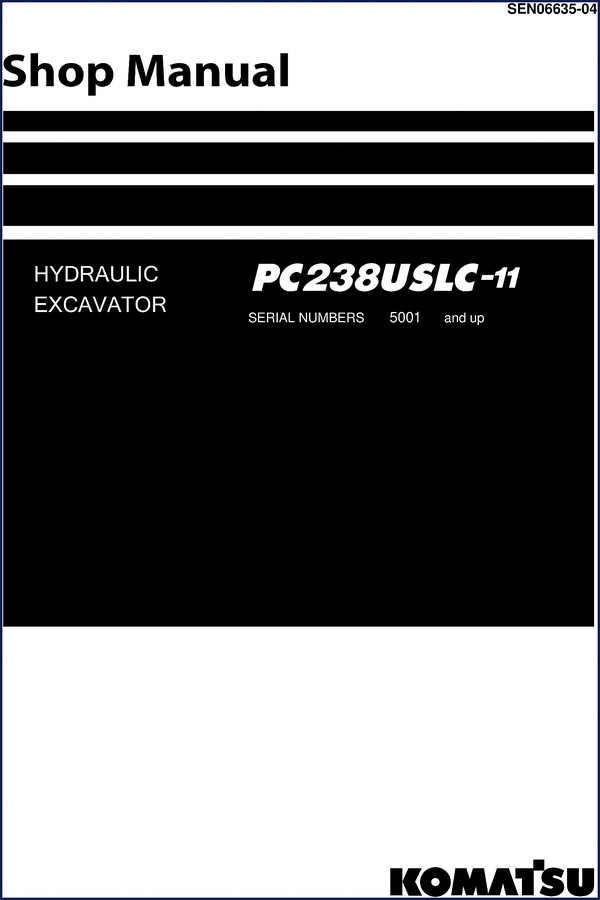 Komatsu PC238USLC-11 Workshop Manual cover page - factory service repair manual for hydraulic excavator